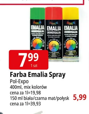 Farba emalia spray Pol-Expo 150 ml promocja w Leclerc