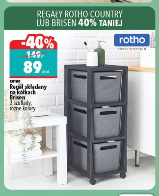 Regał składany na kółkach Rotho Brisen 3 szuflady promocja w Biedronka Home