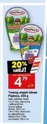 Twaróg wiejski klinek tłusty Piątnica promocja w Twój Market