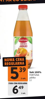 Sok 100% Fortuna jabłko promocja w Intermarche