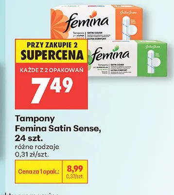 Tampony Femina Satin Sense promocja w Biedronka