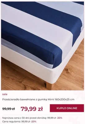 Prześcieradło bawełniane z gumką Mirni 160x200x25 cm home & you promocja w home&you