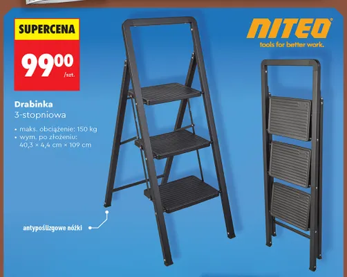 Drabinka 3-stopniowa Niteo promocja w Biedronka