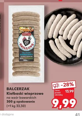 Kiełbaski wieprzowe na wzór bawarskich Balcerzak promocja w Kaufland