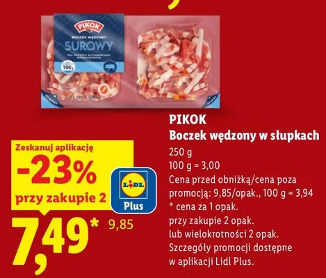 Boczek wędzony w słupkach Pikok promocja w Lidl