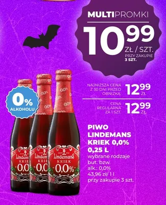 Piwo bezalkoholowe Lindemans Kriek promocja w Duży Ben