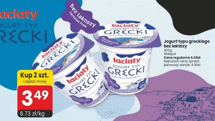 Jogurt typu greckiego bez laktozy promocja w Market Point