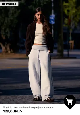 Spodnie dresowe barrel z wywijanym pasem Bershka promocja w Bershka