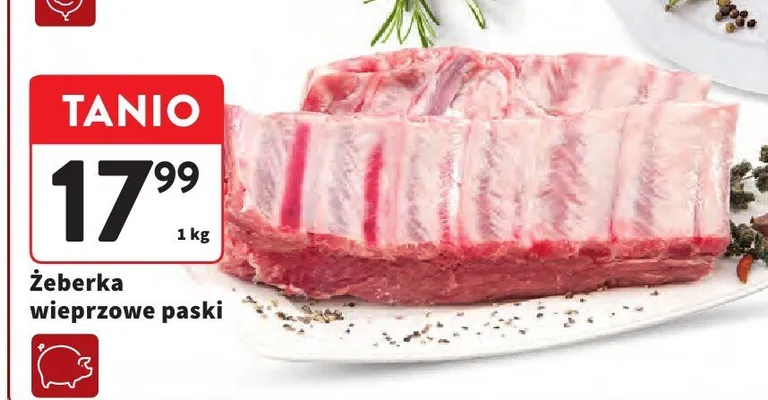 Żeberka wieprzowe paski promocja w Intermarche