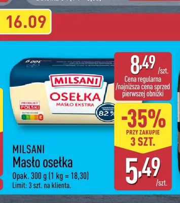 Masło osełka Milsani promocja w Aldi