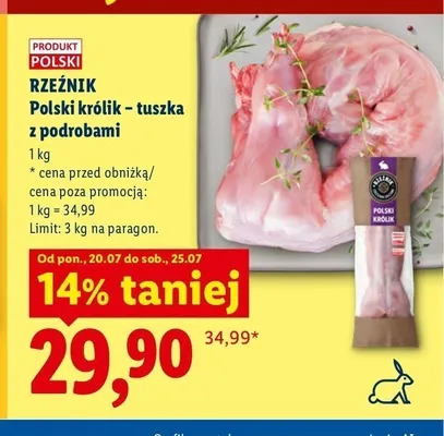 Polski królik - tuszka z podrobami Rzeźnik promocja w Lidl