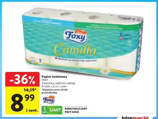 Papier toaletowy Foxy Camilla promocja w Intermarche