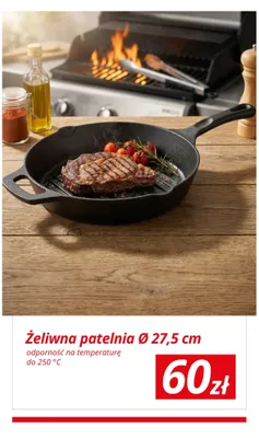 Żeliwna patelnia Ø 27,5cm odporność na temperaturę do 250°C promocja w KiK
