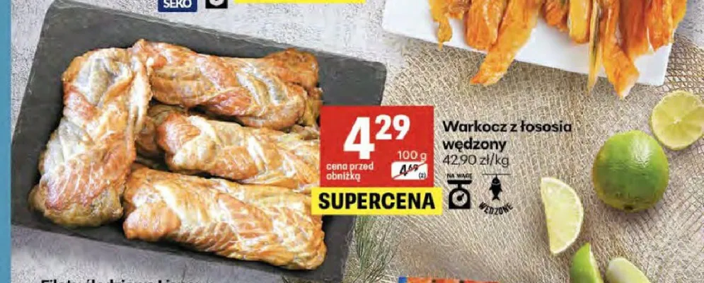Warkocz z łososia wędzony promocja w Delikatesy Centrum