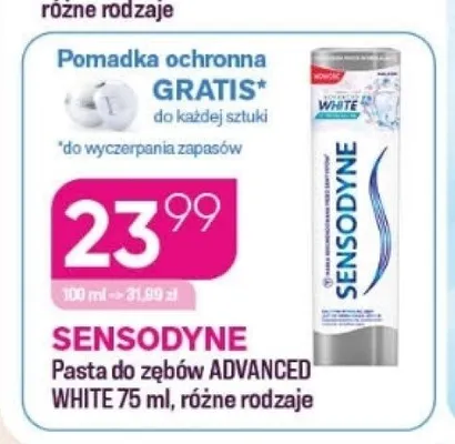 Pasta do zębów SENSODYNE ADVANCED WHITE promocja w Drogerie Koliber