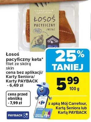 Łosoś pacyficzny keta filet ze skórą promocja w Carrefour Market