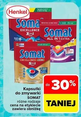 Kapsułki do zmywarki Somat Excellence 3in1 promocja w Carrefour
