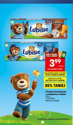 Ciastka biszkoptowe z nadzieniem czekoladowym Lubisie promocja w Delikatesy Centrum
