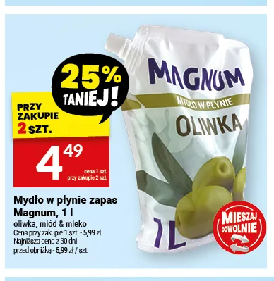 Mydło w płynie zapas Magnum oliwka promocja w Twój Market
