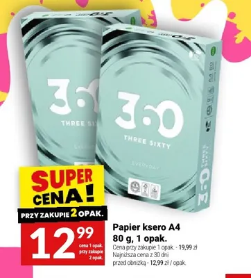 Papier ksero A4 80 g Three Sixty promocja w Twój Market