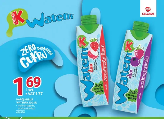 Napój Kubuś Waterrr Duo truskawka-liczi promocja w Selgros