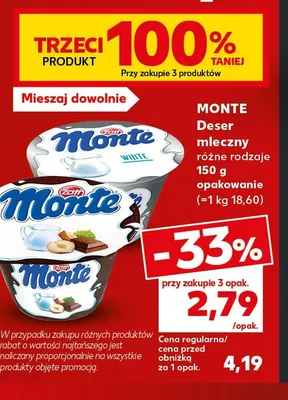 Deser mleczny Monte promocja w Kaufland