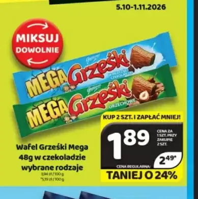 Wafel Grześki Mega w czekoladzie orzechowy promocja w Delfin