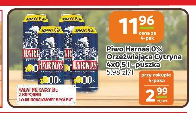 Piwo bezalkoholowe Harnaś Orzeźwiająca Cytryna promocja w Społem Częstochowa