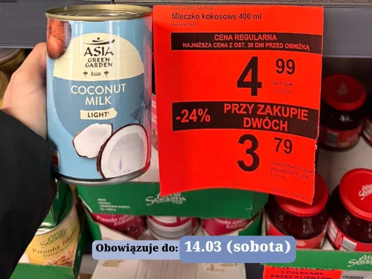 Mleczko kokosowe light promocja w Aldi