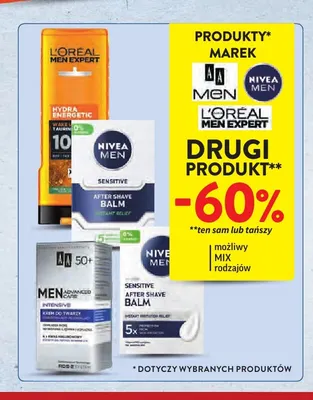Produkty marek AA Men, Nivea Men, L'Oréal Men Expert promocja w Intermarche