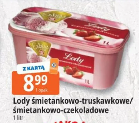 Lody śmietankowo-truskawkowe Ekriss promocja w Leclerc