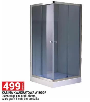 Kabina kwadratowa A1900F 90x90x185cm, profil chrom szkło grafit 5mm, bez brodzika promocja w Merkury Market