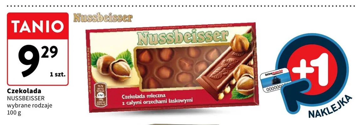 Czekolada Nussbeisser mleczna z całymi orzechami laskowymi promocja w Intermarche
