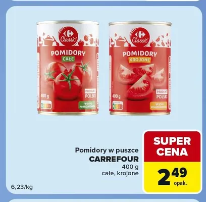 Pomidory w puszce krojone Carrefour promocja w Carrefour Market