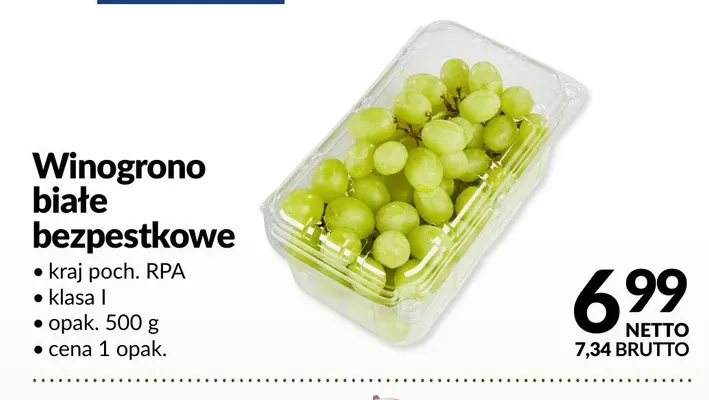 Winogrono białe bezpestkowe promocja w Makro