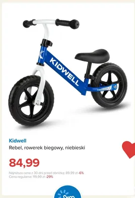 Rowerek biegowy Kidwell Rebel niebieski promocja w Smyk