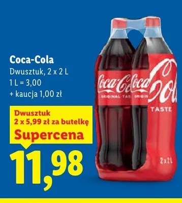 Napój gazowany Coca-Cola dwusztuk promocja w Lidl
