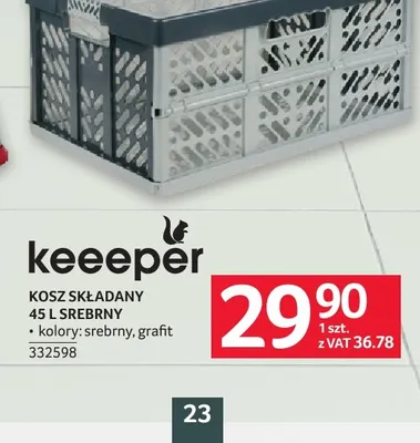 Kosz składany 45 l srebrny Keeeper promocja w Selgros