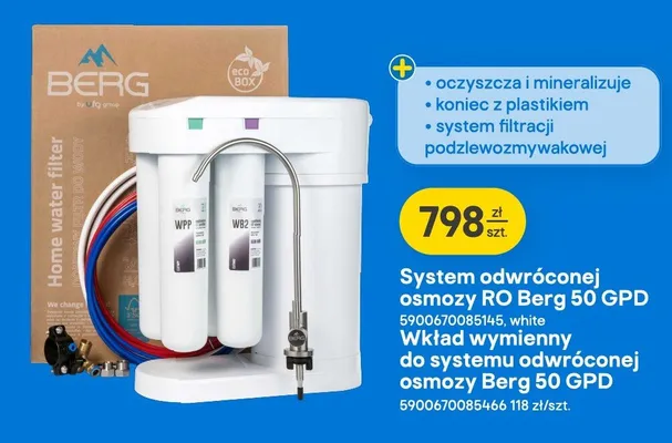 Wkład wymienny do systemu odwróconej osmozy Berg 50 GPD promocja w Castorama