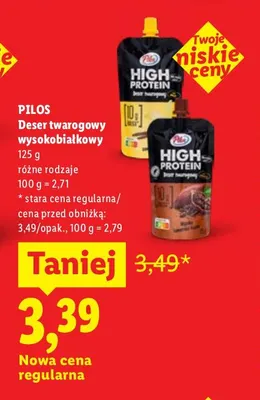 Deser twarogowy wysokobiałkowy Pilos waniliowy promocja w Lidl