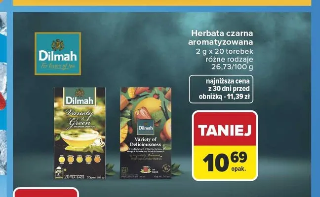 Herbata czarna aromatyzowana Dilmah 20-pak promocja w Carrefour