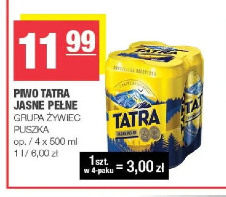 Piwo Tatra 4-pak promocja w SPAR