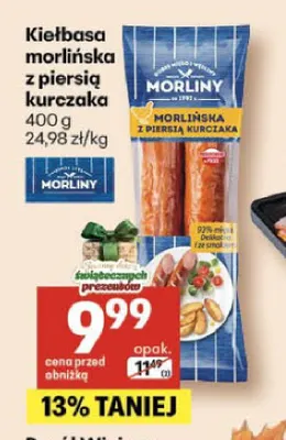 Kiełbasa morlińska z piersią kurczaka Morliny promocja w Delikatesy Centrum