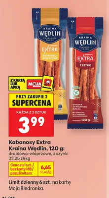 Kabanosy Extra z szynki Kraina Wędlin promocja w Biedronka