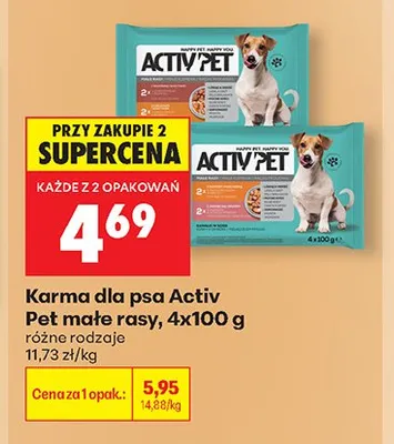 Karma dla psa Activ Pet małe rasy 4-pak promocja w Biedronka