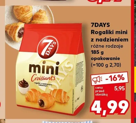 Rogaliki mini z nadzieniem kakaowym 7Days promocja w Kaufland