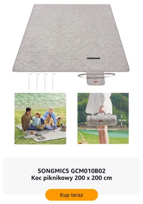 Koc piknikowy SONGMICS GCM010B02 200x200 cm promocja w Amazon