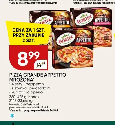 Pizza mrożona Grande Appetito z szynką i pieczarkami promocja w Chata Polska