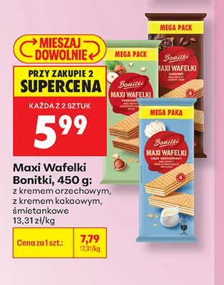 Maxi Wafelki Bonitki z kremem kakaowym promocja w Biedronka