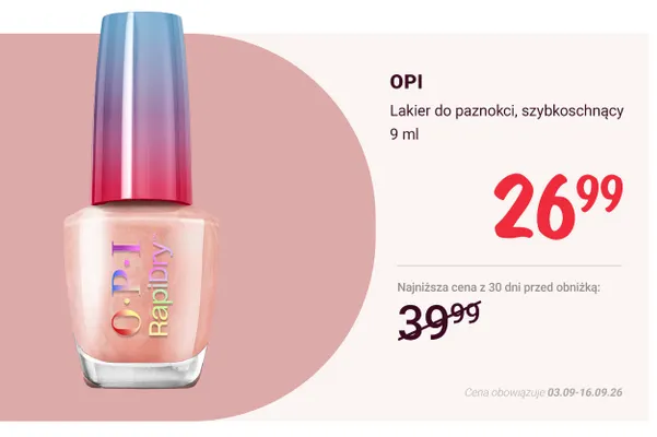 Lakier do paznokci szybkoschnący OPI promocja w Rossmann